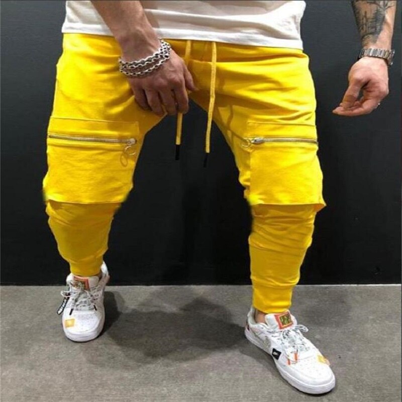 Pantalons de sport décontractés pour hommes, Style européen et américain, grandes poches, couleurs assorties, Hip-hop, pantalons de gymnastique, Ropa Deportiva Hombre