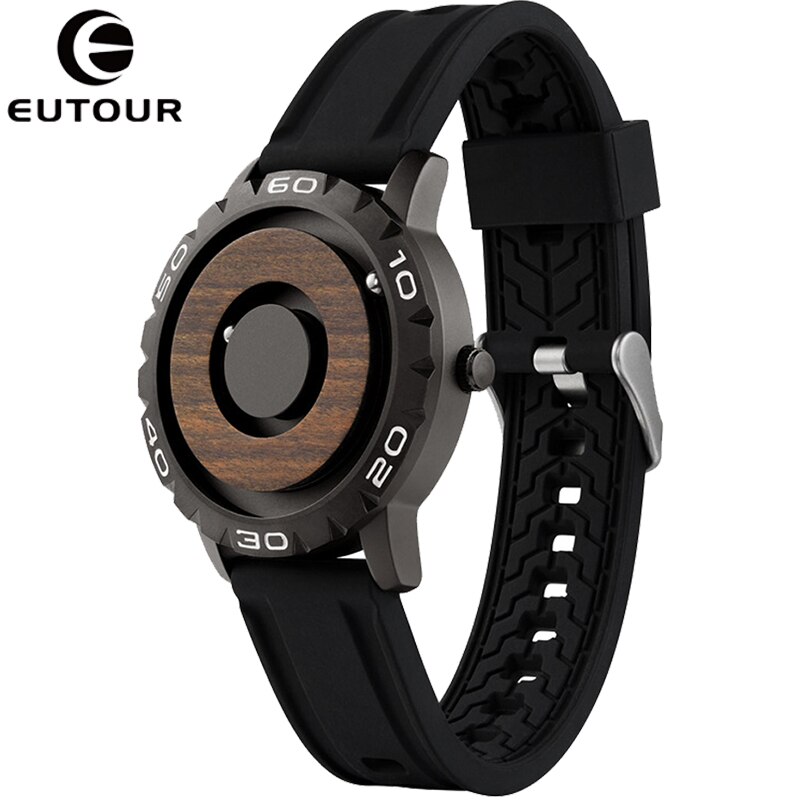 Echt Holz Uhr Kreative Holz Zifferblatt Männer Uhren Magnetische Magnet Metall Ball EUTOUR Mens Retro Quarzuhr Männlichen Saat reloj: 17
