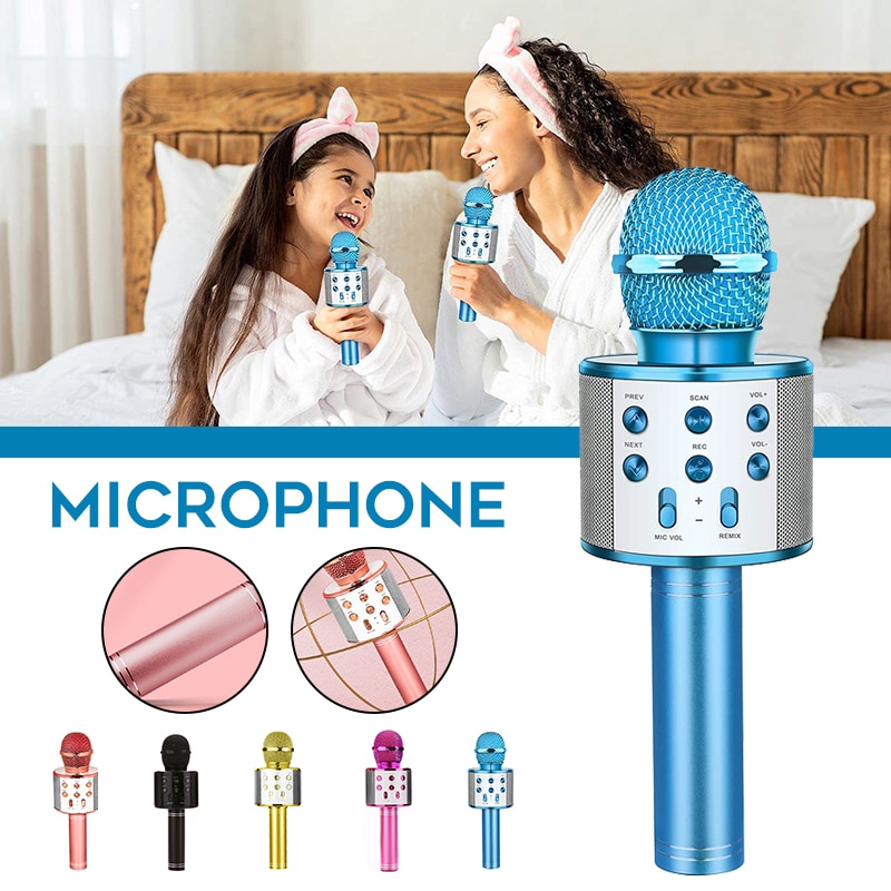Wireless Microphone for Kids Mobile Phone Karaoke Microphone Portable Vocal Singing Recording Mike 3D stereo Mini Mic