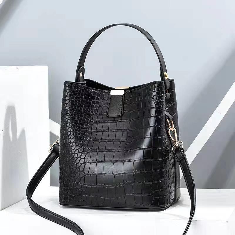 Vintage krokodilpatroon emmer tas dames PU lederen schoudertas grote capaciteit handtas luxe crossbody tas geavanceerde dame portemonnee