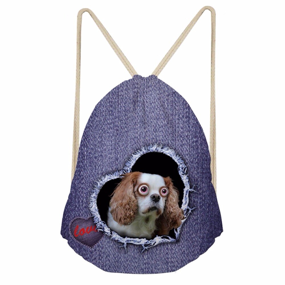 Noisydesigns bedårende søt søt hund snøring bag reise sportsvesker cinch sackback kul gutt jenter liten ryggsekk myk