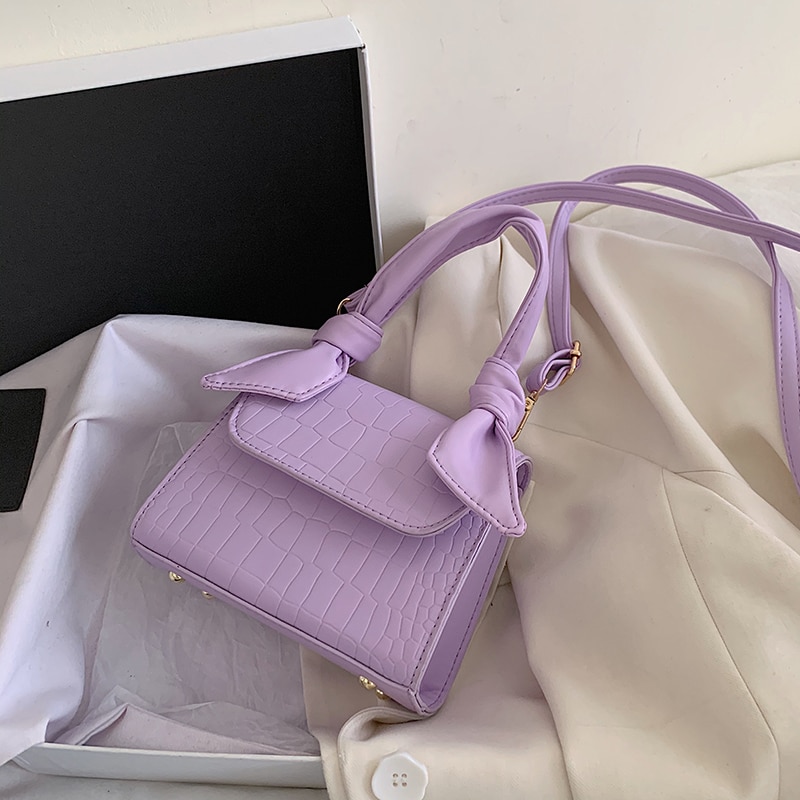 Sacs à bandoulière motif cuir pour femmes, petit sac à bandoulière violet, sacs à main et pochettes avec poignée, 2022