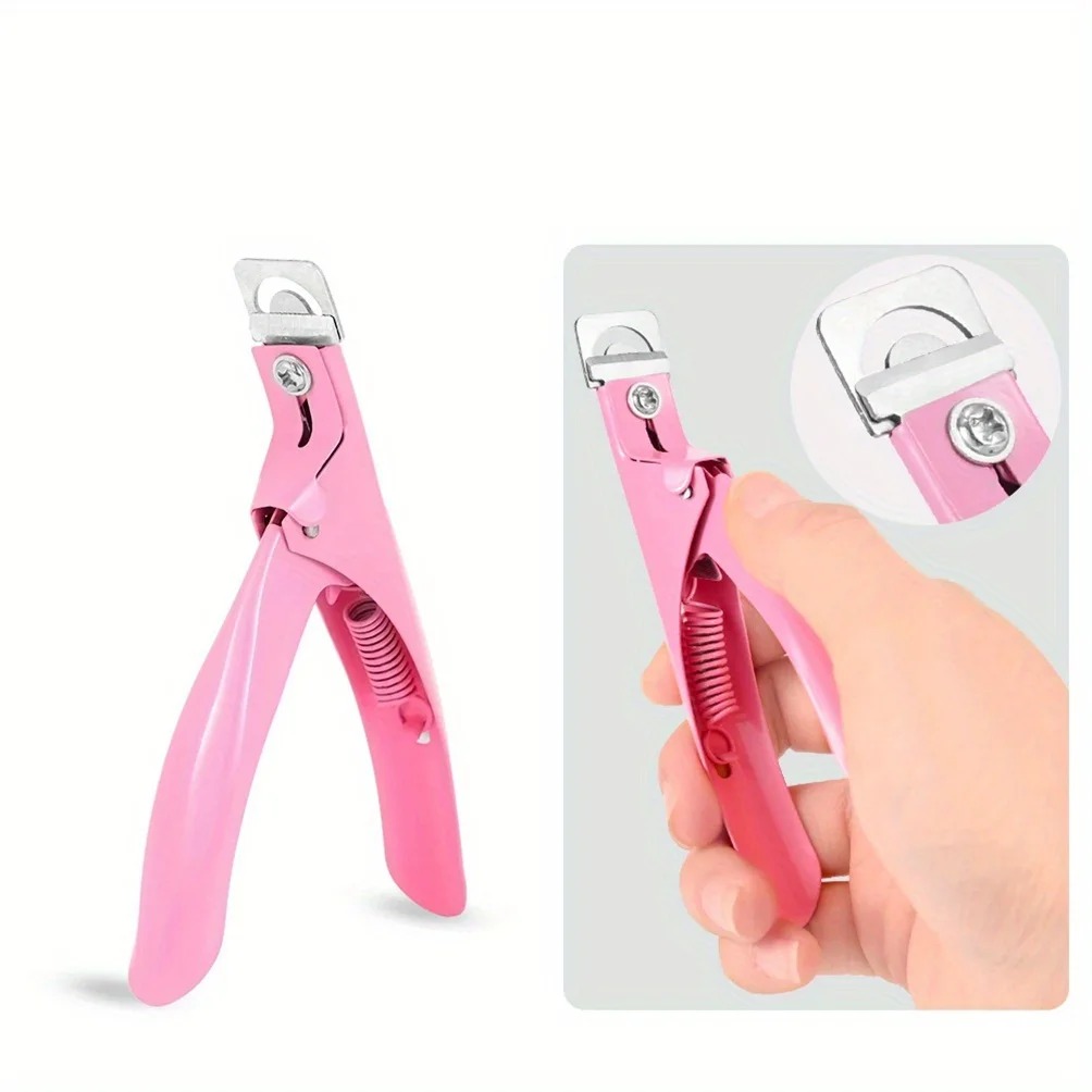 Cortador de cápsulas de uñas , cortador de puntas de uñas acrílicas falsas en forma de U, cortador de corte de acero inoxidable, tijeras de manicura, 1 ud.: Negro