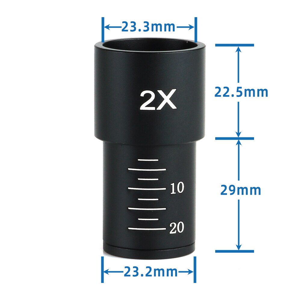 EYSDON Microscope 2X Barlow Lens For 23.2mm Mount Port Biological Microscope