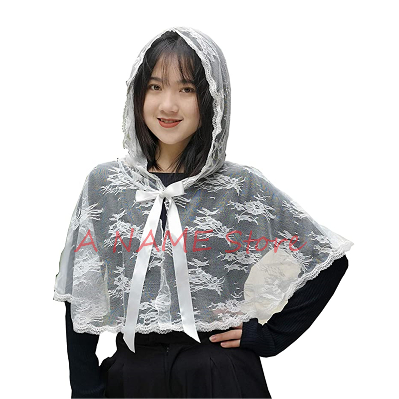 Voile d'église catholique pour femmes, Cape, Cape, Cape, Cape, brodée en dentelle, mouchoir, Barinia, cravate, ruban: Style B