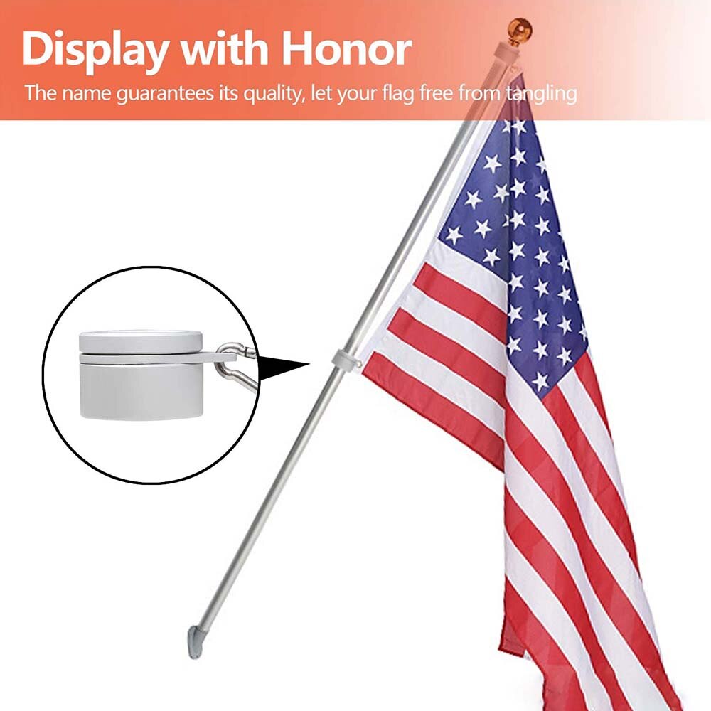 Aluminum Alloy Flagpole Clamp Rotating Flag Ring Collar Metal Buckle Accessories Anti-winding Carabiner Clip Anti Wrap Rings