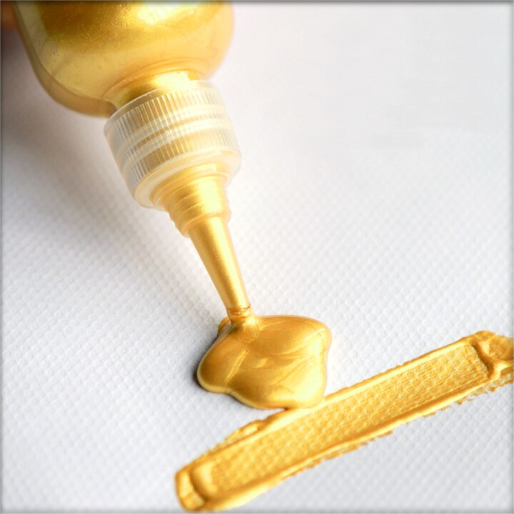 60ml Golden Acrylic Paint Metallic Acrylic Paint Wall Paint Foguang Waterproof Liquid Hand-painted Pigment Needle Bottle: Yellow gold