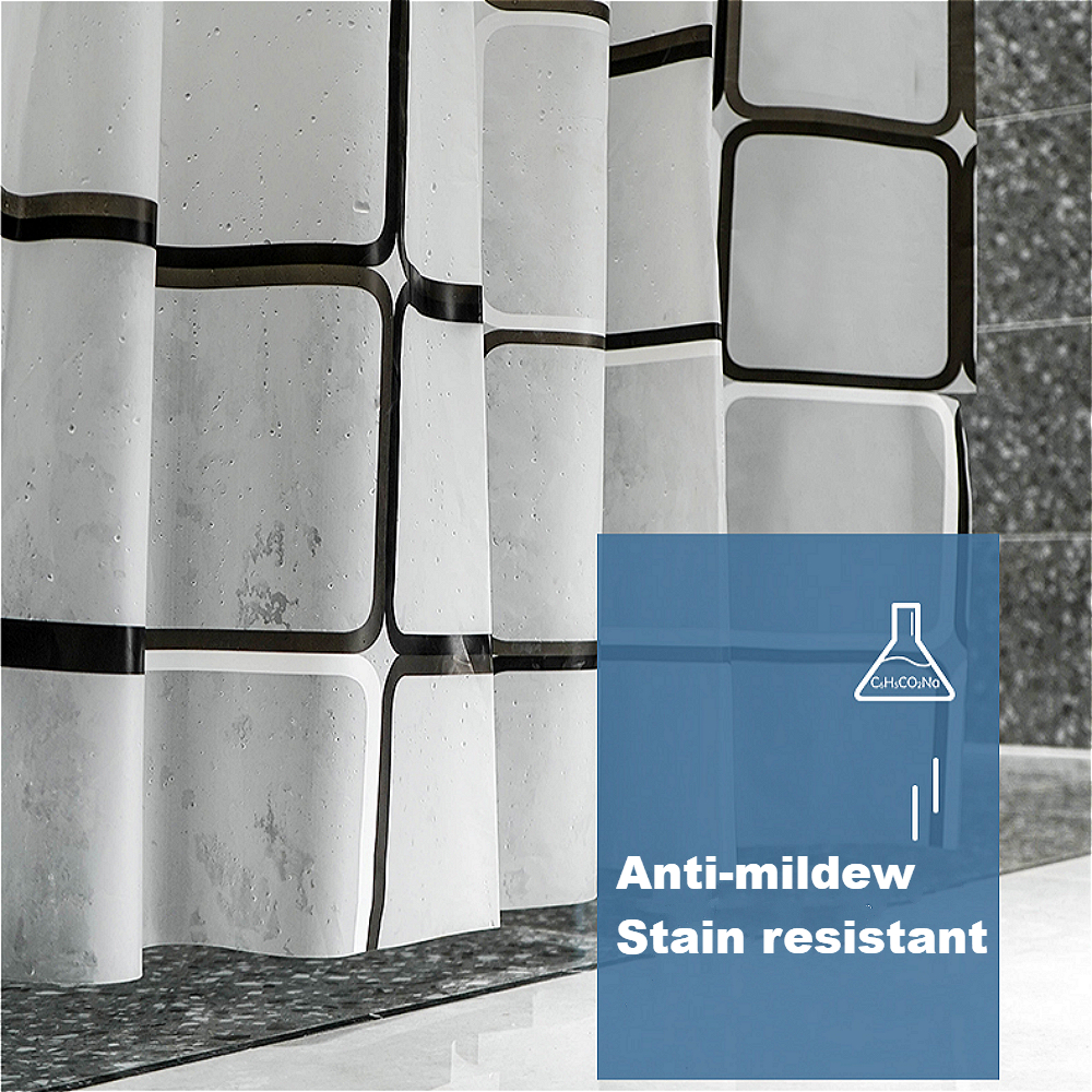 Wasserdichter Duschvorhang, schimmelresistent, langlebig, Badezimmer-Bildschirme mit Haken, moderne bedruckte Badewannenvorhänge, Badezimmer-Accessoires