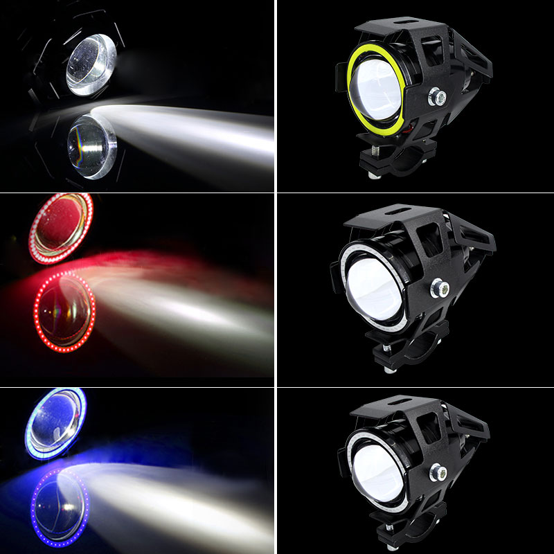 Faro para motocicleta de 125W, lámpara decorativa para moto, foco delantero de luz LED U7, antiniebla, 125W, 3000LM, 2 unidades