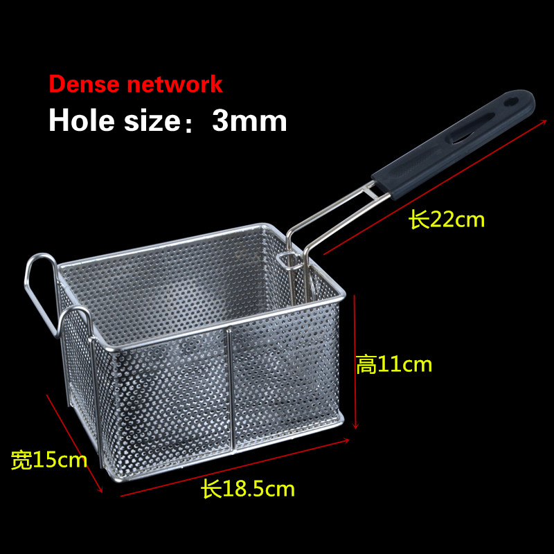 Stainless steel frying basket net French fries basket frying frame square oil control filter frying basket dense frying screen: Ivory