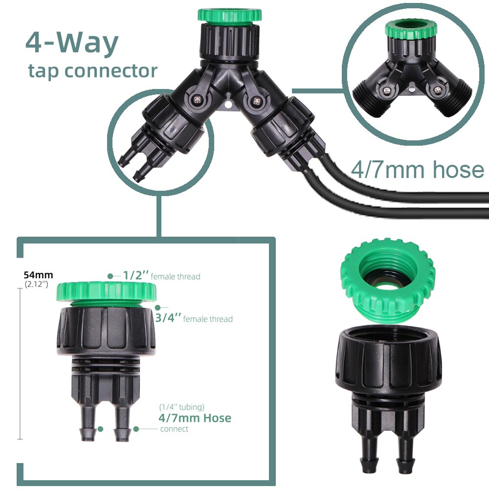 Greenhouse Micro Drip Irrigation Watering Kit System 1/4''Automatic Garden Self Water Flower Lawn Adjustable Dripper Atomizer