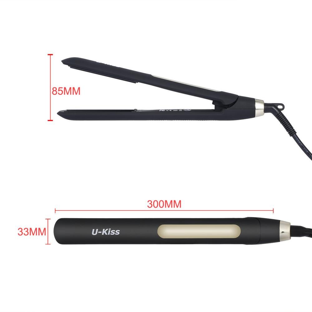 U-Kiss Ultra Thin Digital LCD Display Screen Titanium Plate Swivel Cable Traightening Curling Touch Screen Hair Straightener