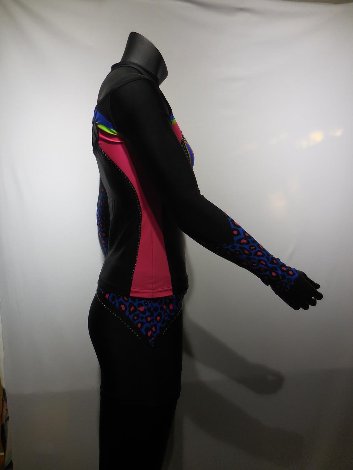 Black Color Cheap Price Full Length Rhinestone Cheerleading Uniform Set