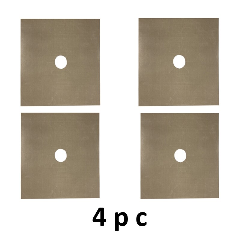 Non-Stick Reusable Self Adhesive Foil Cleaning Mat Set Stove Protector Cover Mat Cooker Cover Burner Protector Kitchen Tools: Brown 4pc