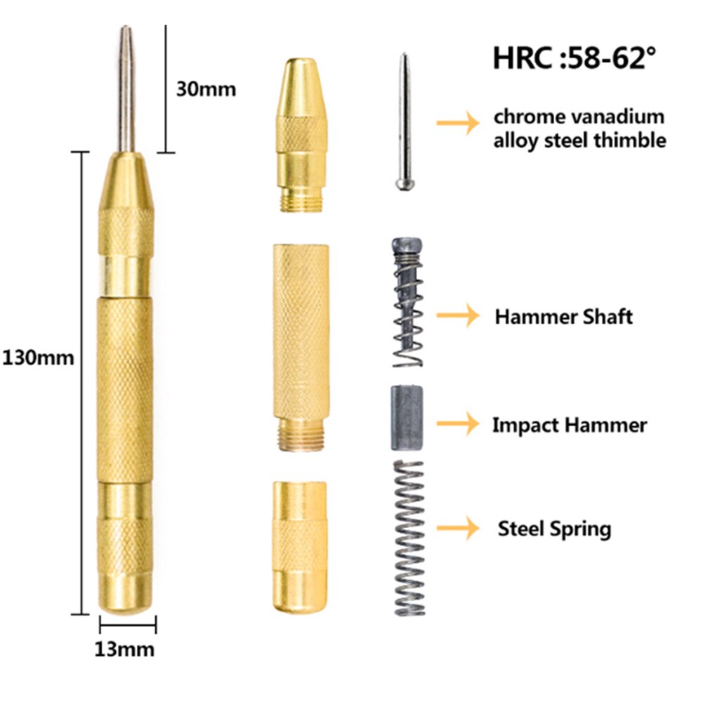 Automatic Center Punch Metal Drill Woodworking Tools Spring Loaded Marker Wood Press Dent Marker Carpenter Tool Hand Tools