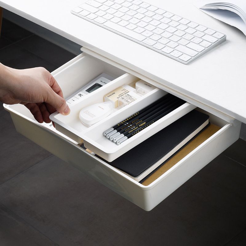 Selvklæbende under skrivebordsskuffen skjult organisator opbevaringsboksholder brevpapiretui blyantbakkeholder