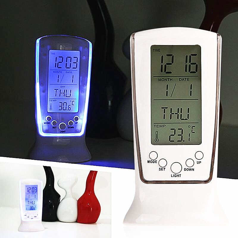 LED Digital Alarm Clock With Blue Backlight Led Clock With Digital Calendar Temperature Electronic Calendar Thermometer