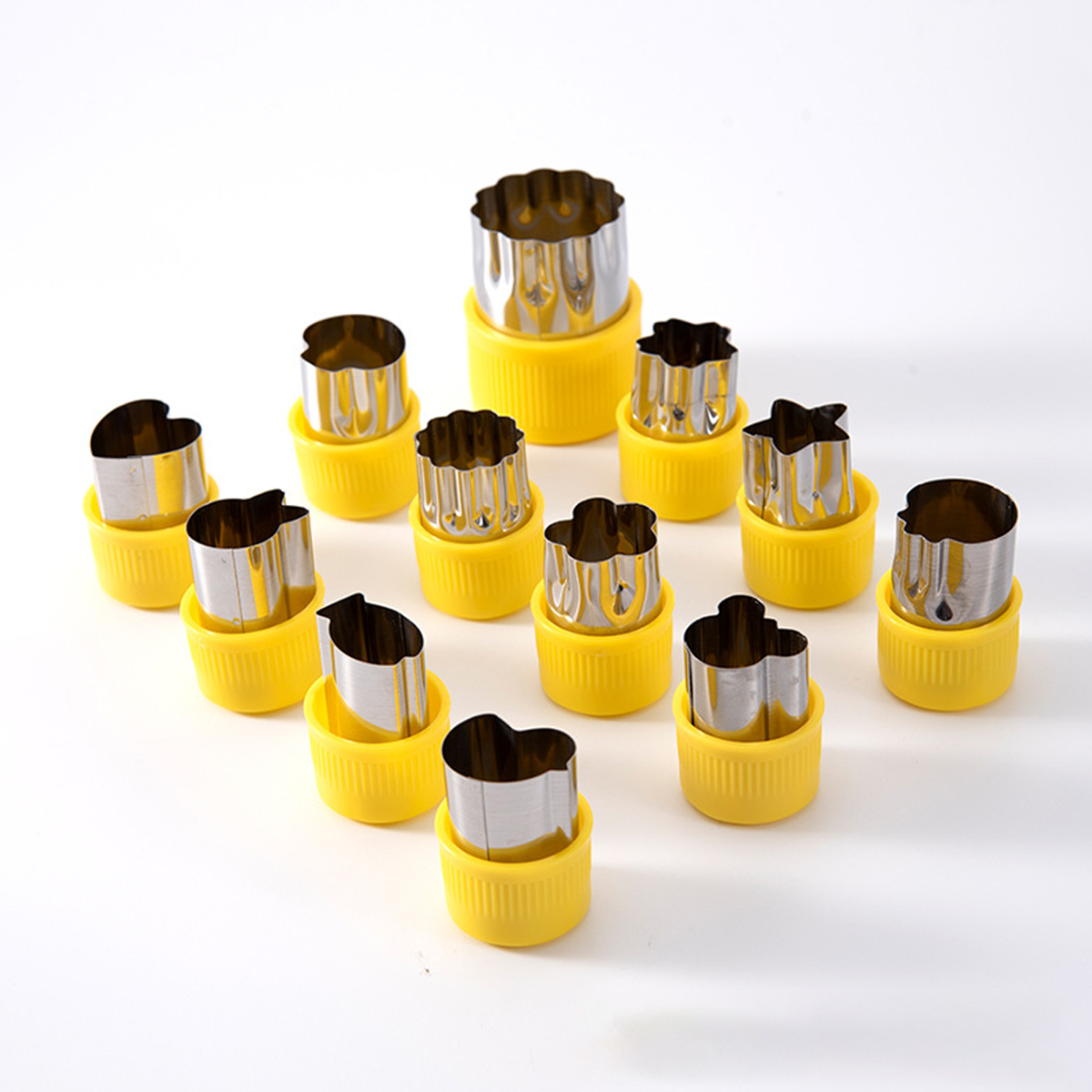 Leeseph 12 Pcs Vegetable Cutter Shapes Sets Mini Size Cutters Fruit Cutters Kids Food Cutters Pastry Stamps Mold Biscuits: Yellow