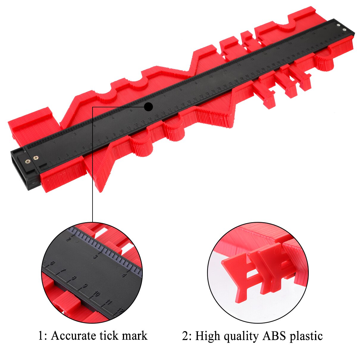 12/14/25cm Plastic Shape Contour Gauge Duplicator Profile Measurement Tool Meter Model Saker Contour Gauge Profile Tool: red 50cm