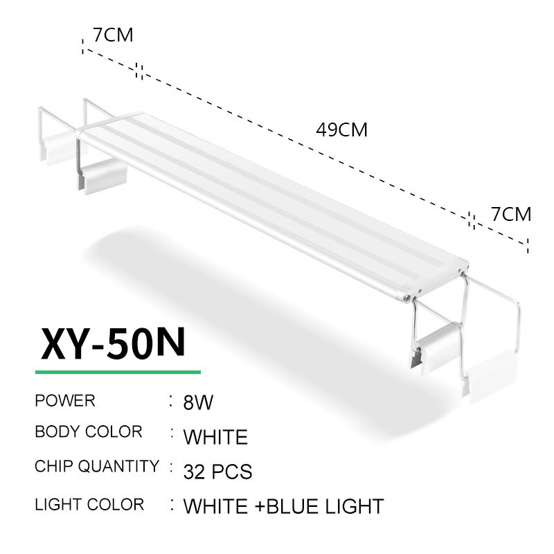 Oświetlenie LED do akwarium 15-57cm wysokiej jakości lampa do akwarium z wysuwane uchwyty białe i niebieskie ledy pasuje do akwarium: XY-50N WhitexBlue
