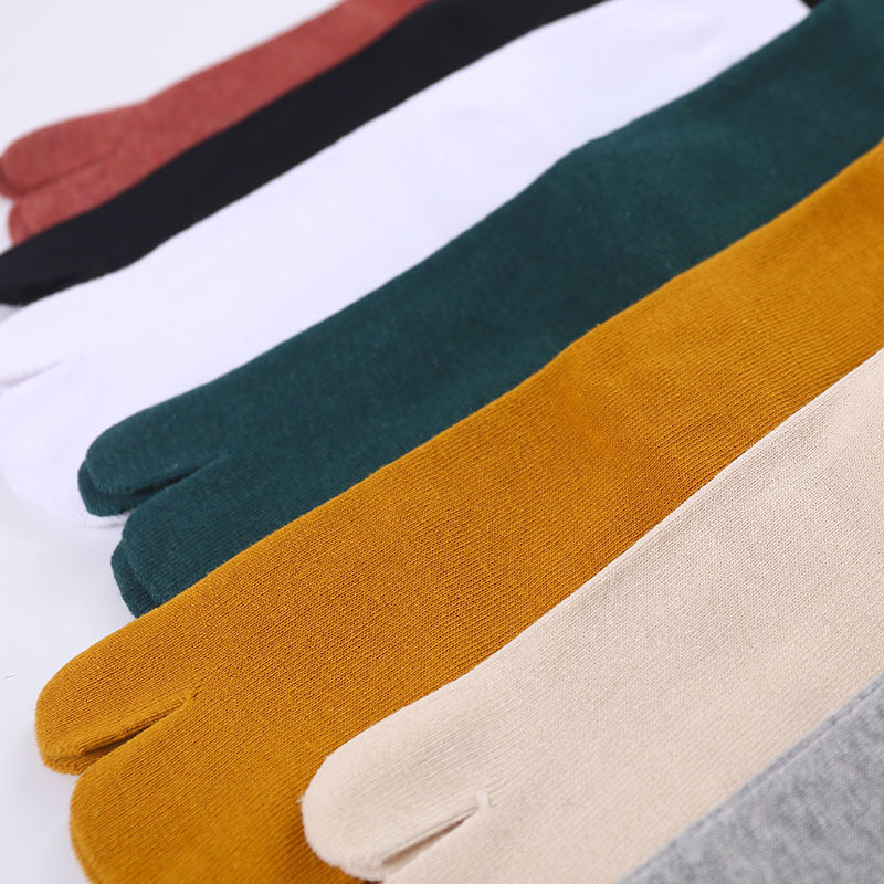 Combed Cotton Split Toe Socks Unisex Simple Comfortable Breathable Two-Toed Socks Japanese Style Harajuku Men Women's Tabi Socks