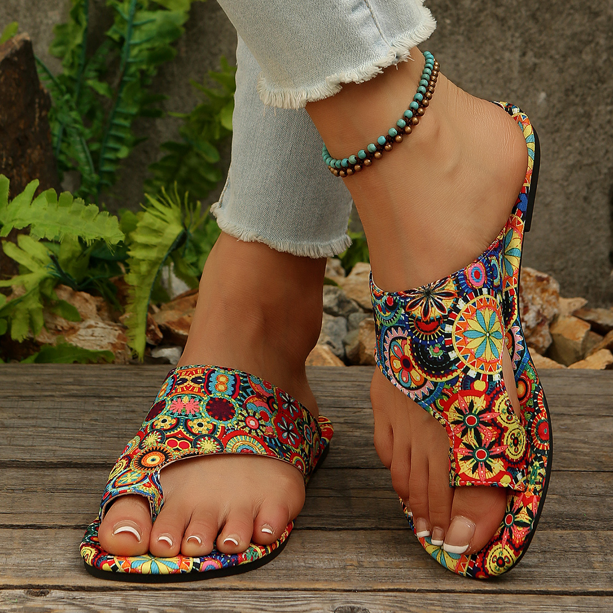 Bohemen Stijl Platte Sandalen Vrouwen 2025, Zomer Licht Clip Teen Outdoor Slippers Vrouw Plus Maat 43 Retro Gladiator Schoenen Slides