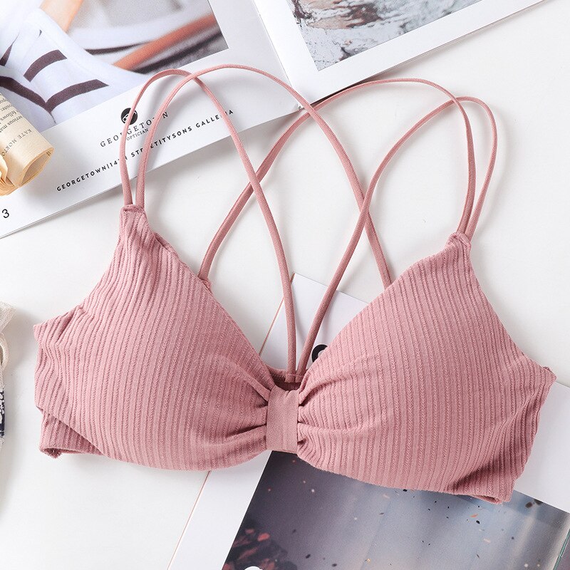 Meisjes Schoonheid Terug Beha Kruis Bandjes Zachte Katoen Comfortabel Ondergoed Vrouwen Push Up Bowtie Bralette Naadloze Lingerie Ondergoed: 5