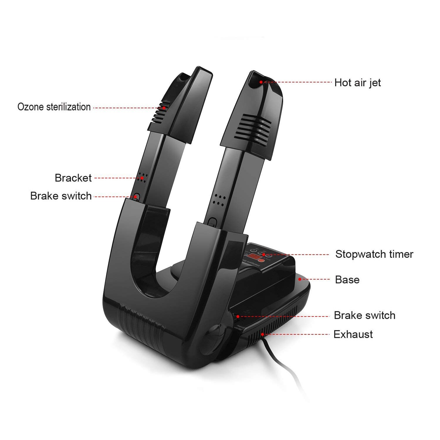 Electric Ozone Shoe Dryer Warmer Ski Boot Dryers Timing Drying with Foldable Stretchable Bracket (US Plug)
