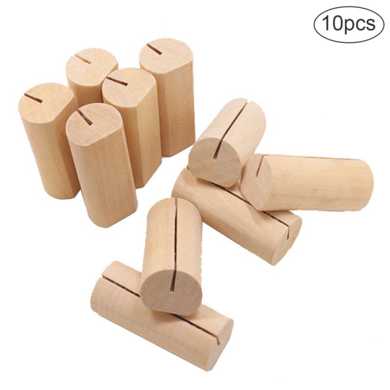 10pcs Wooden Place Card Holders Base Name Card Table Picture Holder For Wedding Christmas Banquet Decorations Mark place: Cylindrical