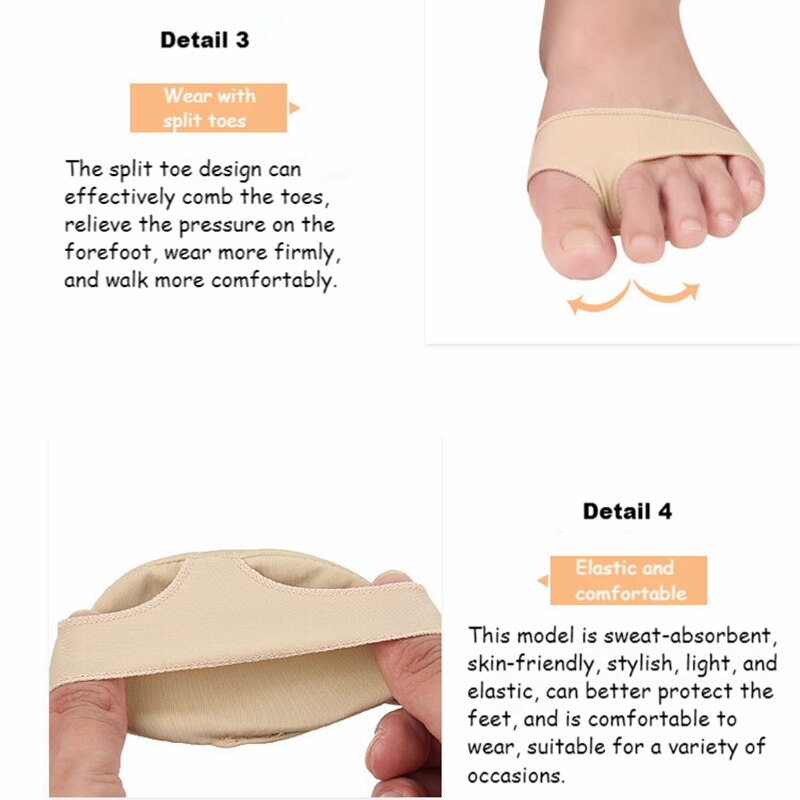 1 Paar Vorfußpolster für Damen, Ferseneinlegesohlen für Schuhe, atmungsaktive Fußpolster, Stoßdämpfung, Schuhpolster, Größe anpassen, halbe Einsätze