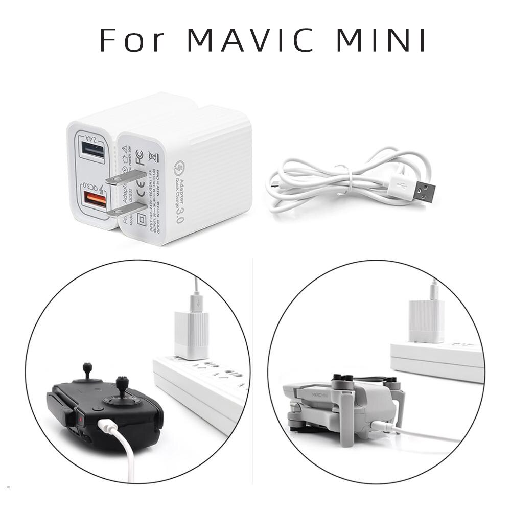 Voor DJI Mavic Mini Drone Accessoires 3.0 Quick Charge Adapter Dual Usb-poorten Lading Plug Met 1M QC Kabel