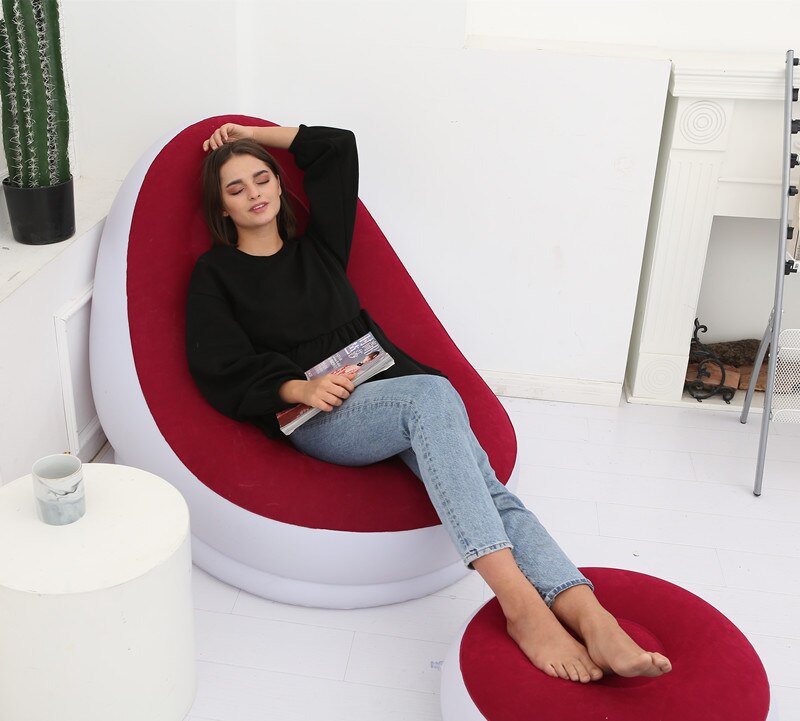 Silla inflable para adultos y niños, taburete de pie con combinación de sofá reposapiés para interiores