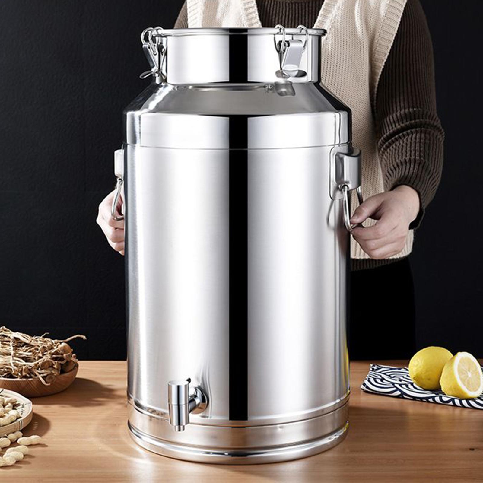 5L/9L/14L Keuken Afgesloten Vat Met Kraan Roestvrijstalen Vetcontainer Met Deksel Luchtdichte Melk Emmer Wijn Afgesloten Tank