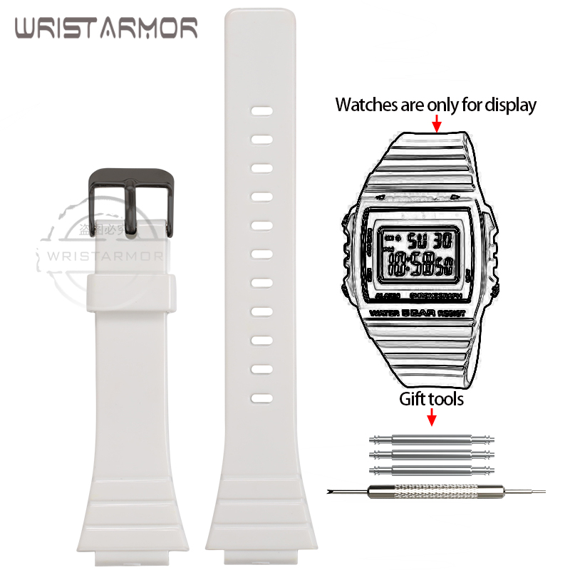 Harz-Uhrenarmband für Casio W-215H W215H W-217H F105W F108WH Uhrenarmband Ersatzarmband 18 mm Gummiarmband: Beige