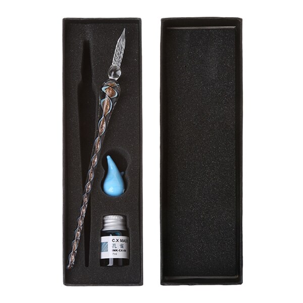 Vintage Handmade Art Crystal Glass Dip Pen Sign Ink Pens 090F: AB
