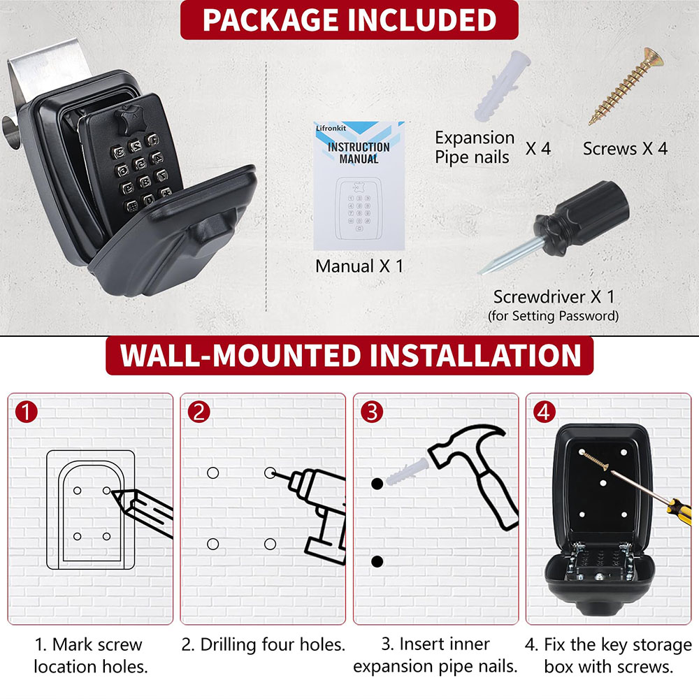 Car Window Lock Box, preto Lockbox portátil para as chaves do carro, Car Key Lock Box Fit para Ride Share Getaround com Sturdy Grande