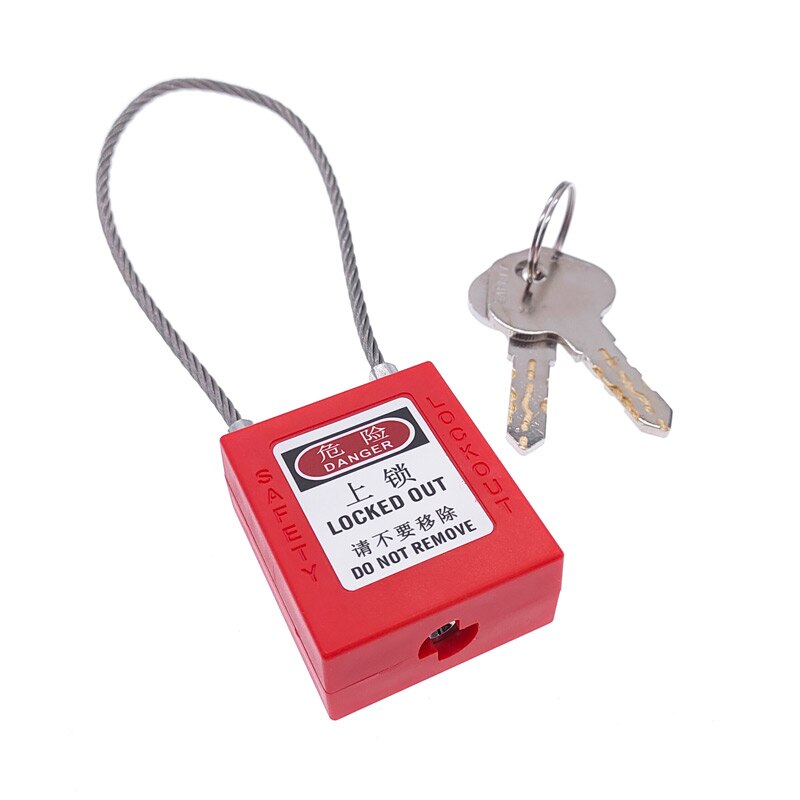 1pcs ABS lock security padlock plastic shackle safety padlock 76mm nylon non conductive safety padlock, with 2 unique key