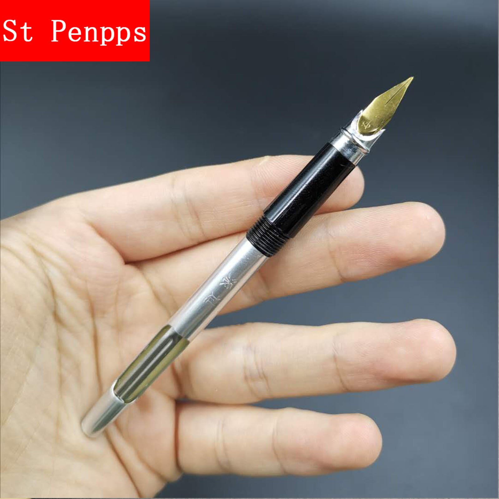 PD Black Fountain Pen Metal Ink Pen Fine Nib Aerometric Filler Business Stationery Office school supplies Writing
