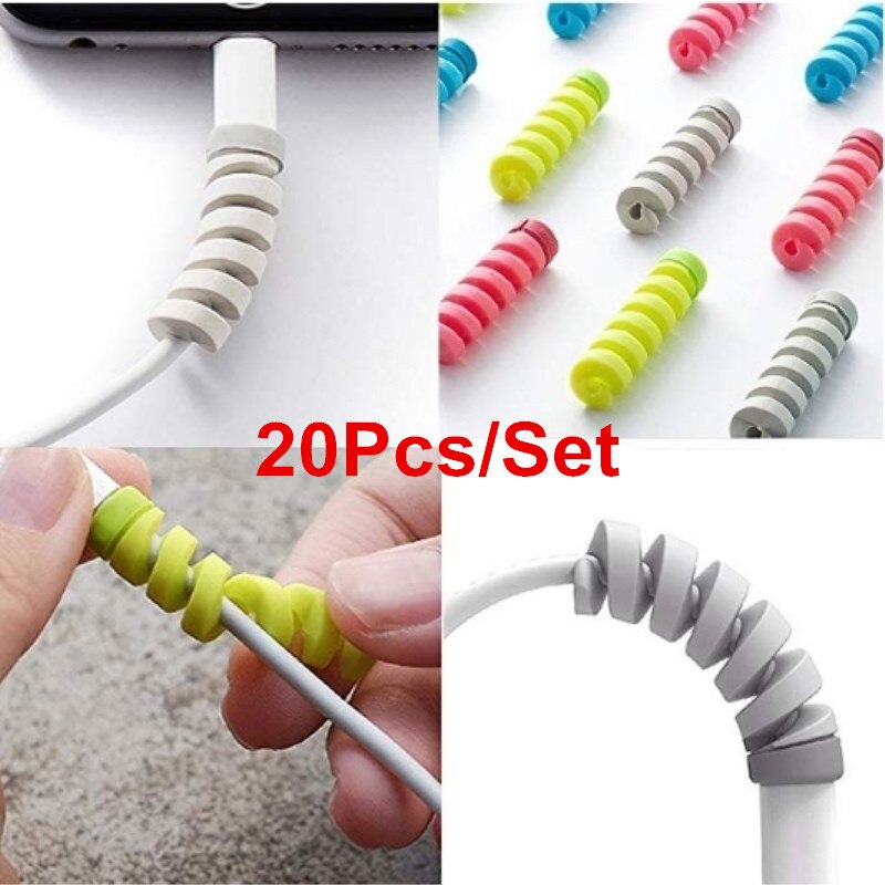 Funda protectora de Cable para cargador USB para teléfono móvil, accesorios para teléfono, 20 Uds.