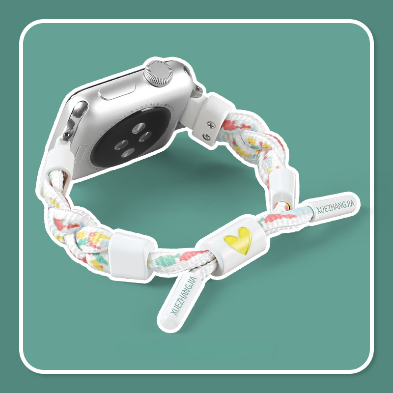 Nylonvevd rem til apple watch-reim sports 45mm 41mm 40mm 38mm løkke fargeblokkerende armbånd til iwatch 8 7 6 5 se klokkereim: Xs / Svart gul