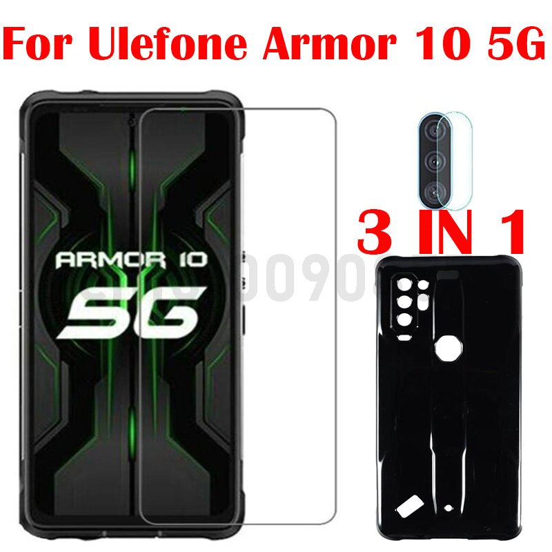 3-en-1 caso + cámara de vidrio templado para Ulefone armadura 10 11 5G protector de pantalla de vidrio para Ulefone armadura 10 5G 2.5D de vidrio: .Armor 11 5G / 3 in 1 black case