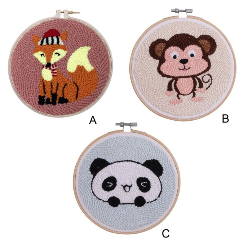 DIY Embroidery Kits Hand Work 3D Animals Embroidery Stitching with Hoop Art Needlework Modern Adults Craft Sewing