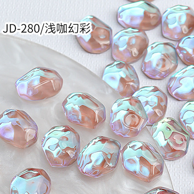 20 piezas brillo Aurora AB ondulación hielo cubo translúcido superficie irregular joya de cristal decoración de uñas diamantes de imitación dijes de manicura: Rojo