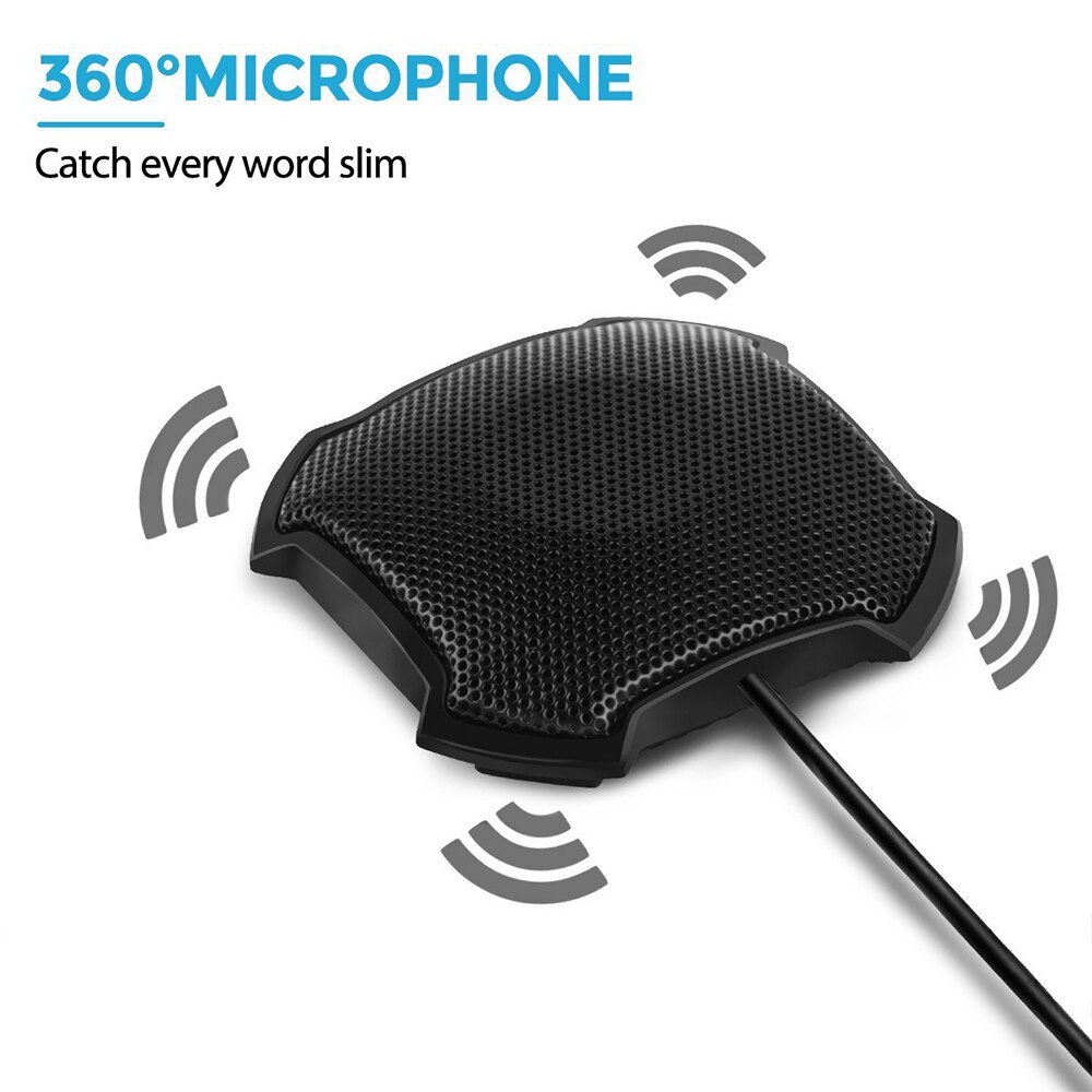 3.5mm Plug Desktop Conference Microphone 360° Omnidirectional Condenser Wired Mic for Computer PC Laptop Video Meeting Chatting