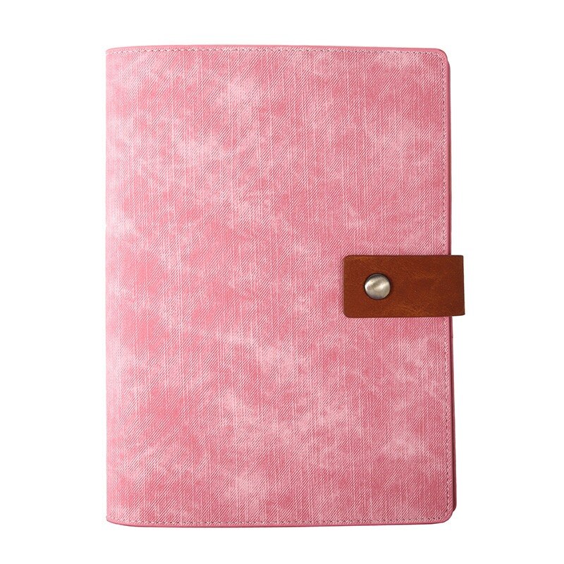 A5/A6 Soft Leather Loose-Leaf 6 Ring 100pages Notebook Leather Business Meeting Minutes School Agenda Office Stationery: A5-pink
