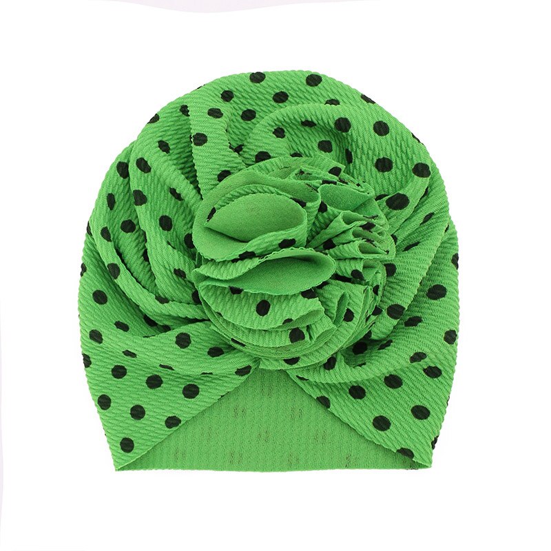 Tulbandhoedjes met stippen voor meisjes, bloeiende babyhoedjes, elastische babytulbandhoedjes voor meisjes, hoofdband, haarband voor baby's, mutsje: Groene stippen