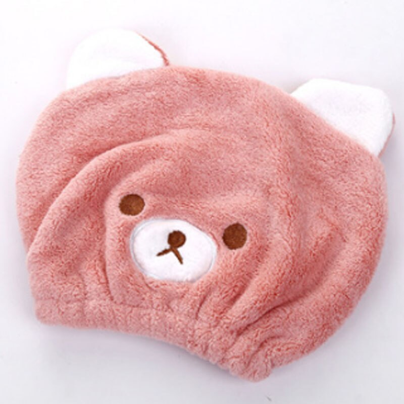 Mignon bébé cheveux sec chapeau serviette séchage rapide bonnet de douche fort absorbant séchage doux dessin animé enfants: Pink