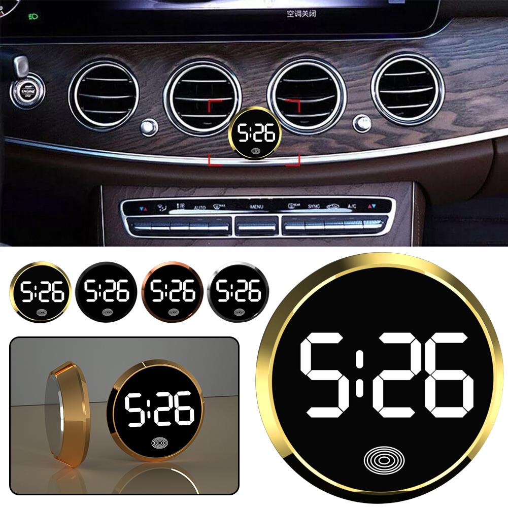 Reloj Digital luminoso LED para coche, Mini relojes digitales adhesivos internos, adorno para coche, accesorios para coche