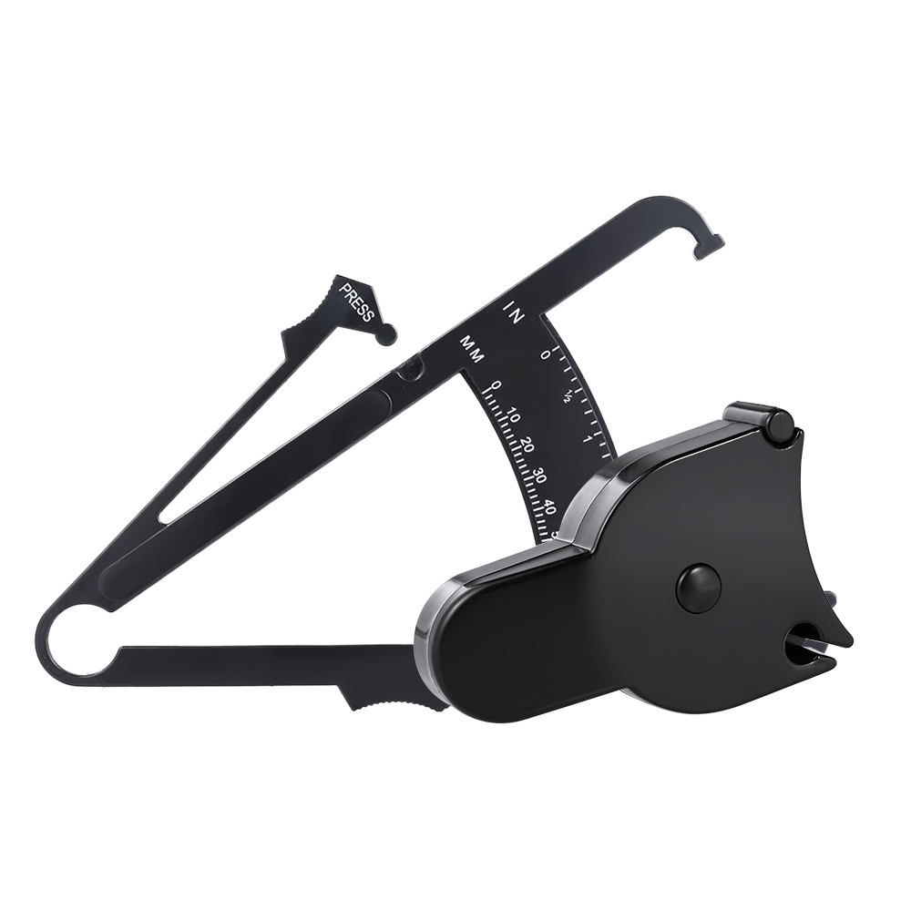 Body Fat Caliper 70mm Skinfold Body Fat Caliper Set Body Fat Tester Body Skinfold Measurement Tool with Measure Tape Black