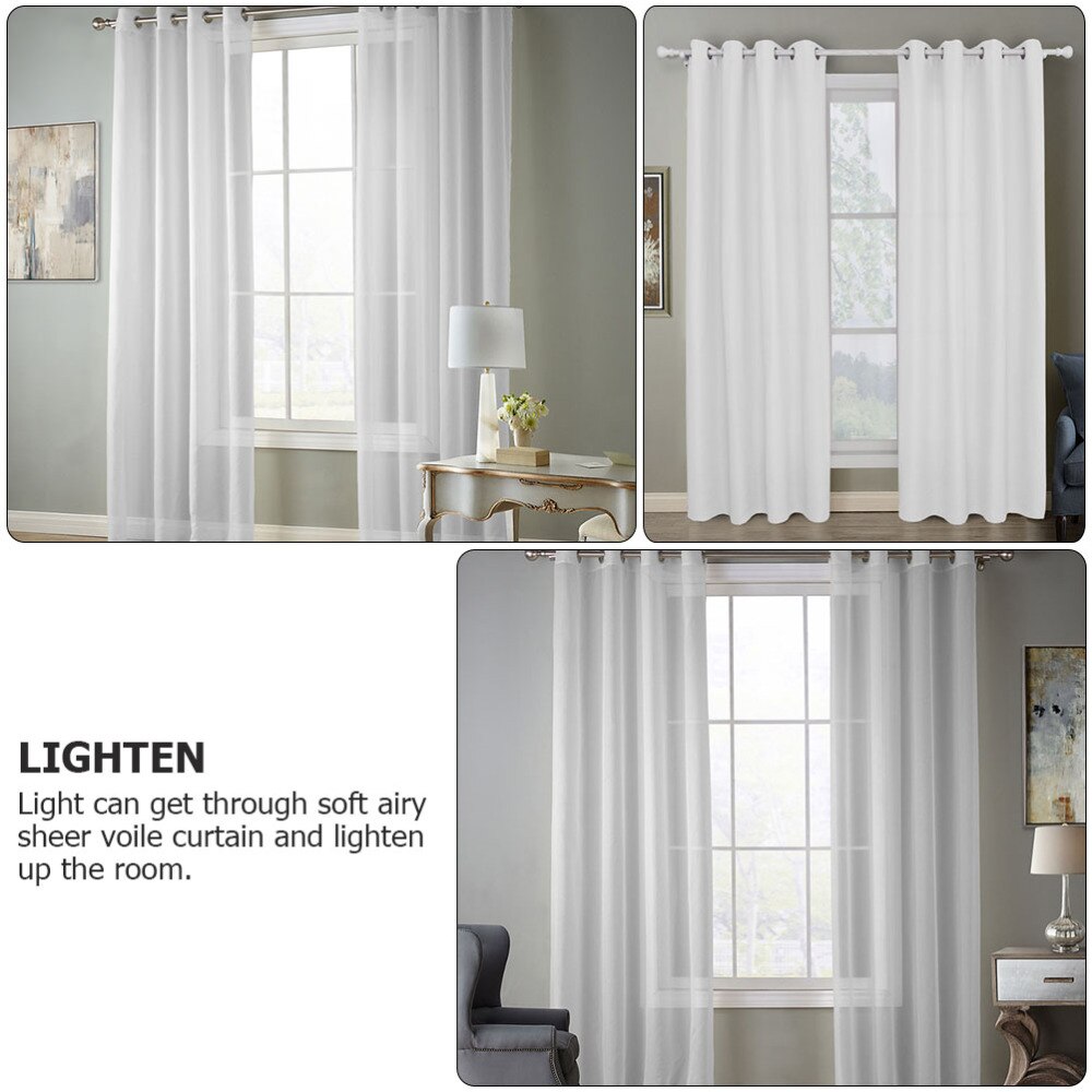 Window Voile Curtain Sheer Soft Curtains Window Sheer for Home Bedroom (White)